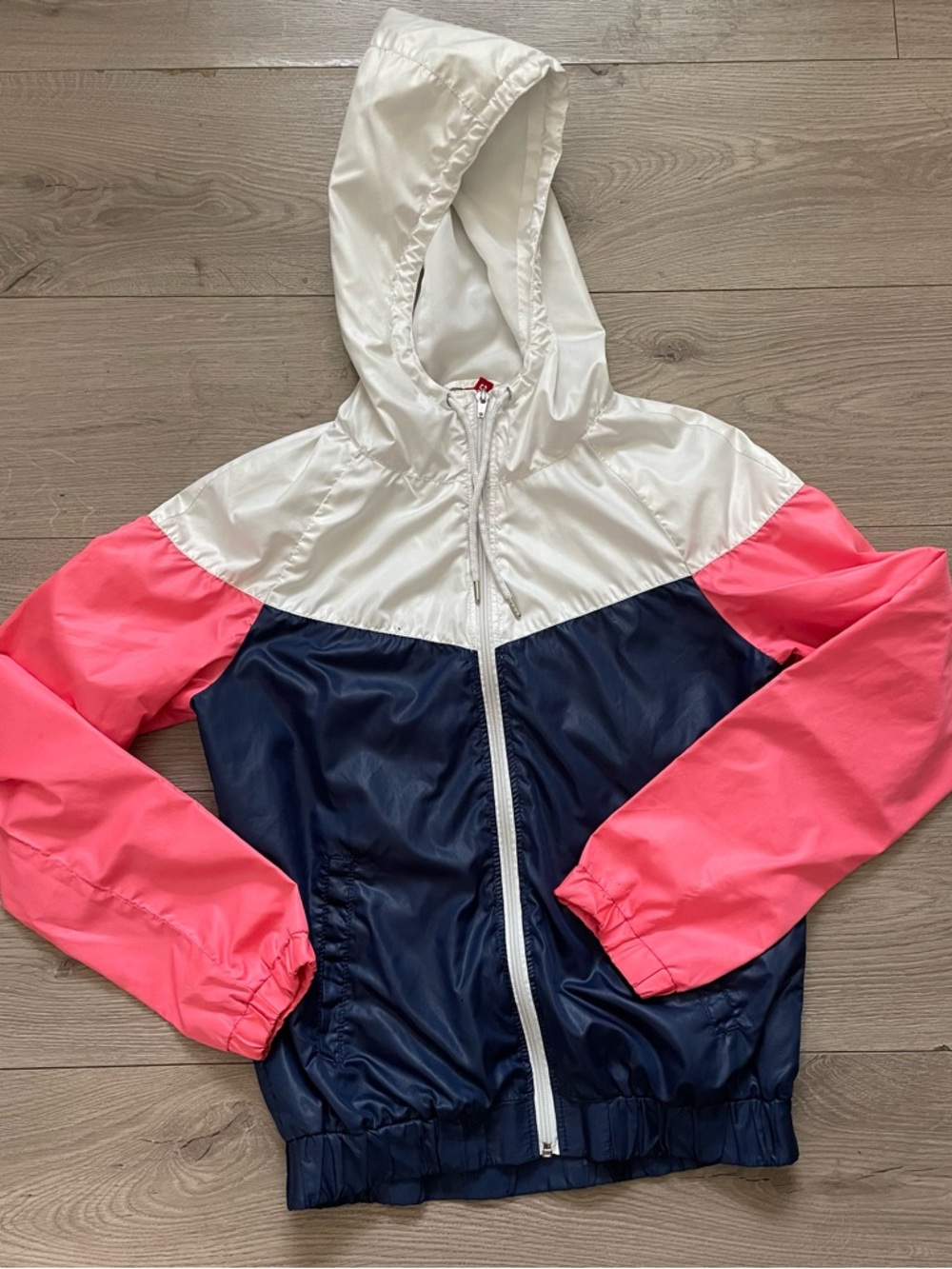 Windbreaker Jacket - White, Navy & Pink